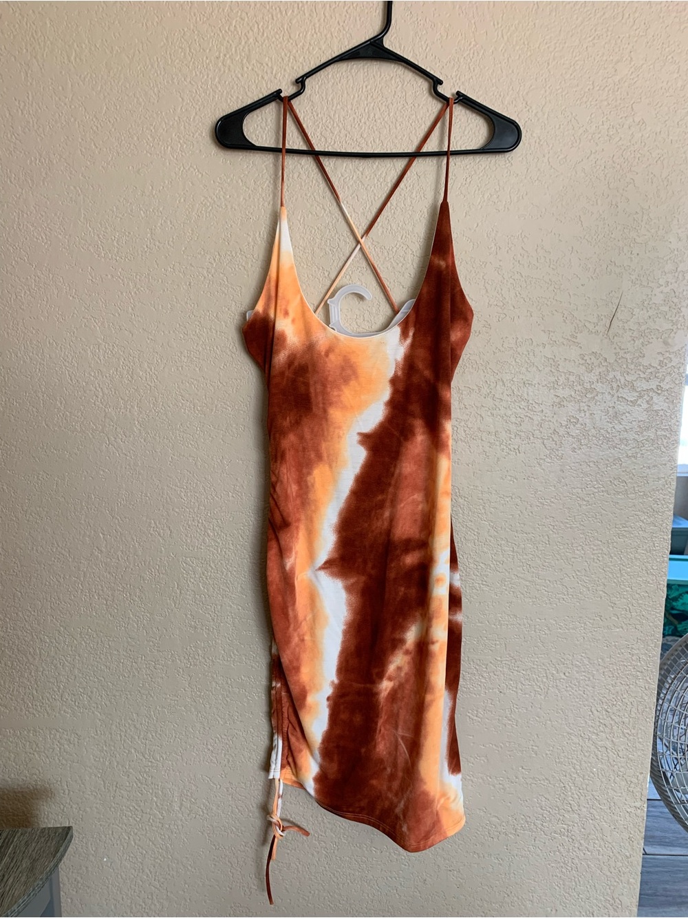 WinWin Orange, Rust & White Tie-Dye Midi Slip Dress
